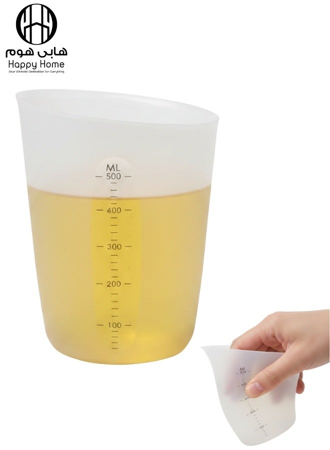 Happy Home High Heat Flexible Silicone Measuring Cup 500ml / 16oz with ml, oz & Cup Markings, BPA-Free Food Grade Silicone Liquid Measuring & Pouring Cup, Non-Stick, Microwave & Freezer Safe, Ideal for Kitchen, Epoxy Resin, Crafts & Jewelry Making - Image 1